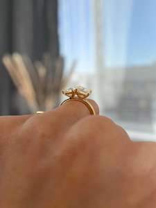 Anillo Toi Moi con diamantes cultivados en laboratorio, corte pera y princesa, para propuesta de matrimonio, regalo para amantes, con joyería de oro amarillo de 14k. - Product Image 2
