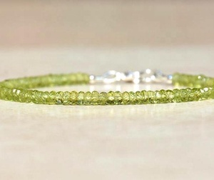 Pulsera de plata facetada de Peridoto, forma de rondelle, piedras preciosas sueltas, fabricación de joyas, calidad increíble natural - Product Image 3