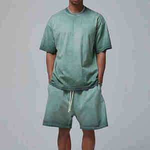 <b>Mens</b> Vintage Wash Eco-Friendly 100% Cotton Tee Set USA Casual Streetwear <b>Shorts</b> Outfit Summer Fashion Everyday Comfort Clothing - Product Image 4