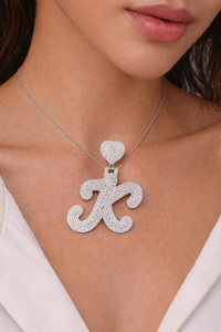 Luxury Moissanite Diamond Letter K Pendant With Heart Top 925 <b>Silver</b> Micro Pave <b>Charm</b> Unisex Gift For Lover - Product Image 5