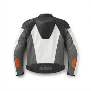 Veste de course pour motards en cuir de vache véritable avec protection CE niveau 2 et protège-dos - Product Image 2