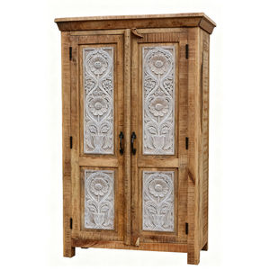 Armario de Madera Maciza de la Mejor Calidad con 2 Puertas y Diseño Tallado a Mano para Dormitorio, Sala de Estar, Bar y Comedor - Product Image 2
