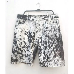 Shorts en cuir de vachette pour homme, couleur unie, style streetwear, avec poches latérales, en promotion - Product Image 1