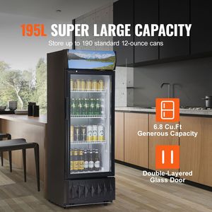Frigorifero Commerciale per Bevande da 6,8 Cu.Ft./195L con Porta in Vetro, Espositore Refrigerato e Congelatore per Negozi - Product Image 2