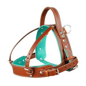 Harnais pour chien en cuir de haute qualité, confortable, respirant, anti-traction, design classique avec fermeture à boucle pour chiens - Product Image 1