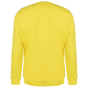 Sweat-shirt à col rond jaune pour homme, coupe classique, tricoté, couleur unie, décontracté, manches longues - Product Image 3