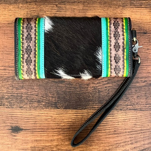 Pochette élégante Portefeuille en cuir de fourrure de vachette Multi Uses Western Leather Handled Carving Embrayages For Women's Multi Uses - Product Image 4