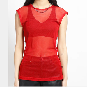 <b>Mens</b> Regular Fit Cotton Mesh Tank Top Custom See-Through Sleeveless Workout Basketball <b>Singlet</b> <b>for</b> Summer Mesh Shirts - Product Image 5