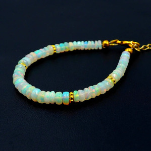 Natural Ethiopian Opal <b>Beads</b> <b>Bracelet</b>, Multi Fire Roundel, Natural Gemstone Jewelry - Product Image 3