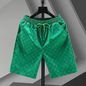 <b>Men's</b> Geometric Print Satin Shorts Elastic Waist Quick Dry Casual Bermuda Shorts With Pockets - Product Image 1