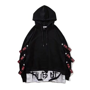 <b>Men's</b> Black Oversized Hoodie Sweatshirt Raglan Sleeve Cut Out Design Streetwear Autumn Cotton Knitted Breathable - Product Image 1