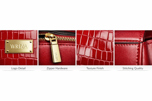 WRIZA Sac fourre-tout décontracté en cuir véritable pour femme |   Sac à main vert émeraude texturé croco résistant à l'eau |   Structure multi-compartiments - Product Image 5