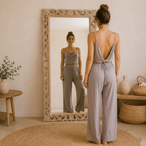 Ensemble de pyjama pour femmes, vêtements de détente en polyester et viscose, certifié OEKOTEX, doux et respirant, vêtements de maison - Product Image 4