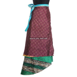 Vente au détail Heaven Arts and Craft Shop !! Sarong en soie, paréo, jupe longue en soie à enrouler, 2 couches, réversible, saris en soie magiques à enrouler, long - Product Image 3