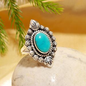 Beautiful Arizona <b>Turquoise</b> <b>Ring</b> Statement 925 Sterling Silver <b>Ring</b> Handmade Natural Gemstone Jewelry for Women - Product Image 3