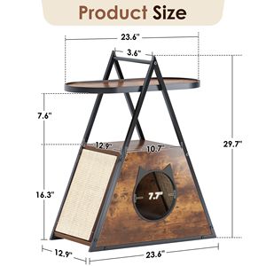 Table d'appoint multifonctionnelle vintage pour chat, table console double usage, maison pour chat et table d'appoint - Product Image 3