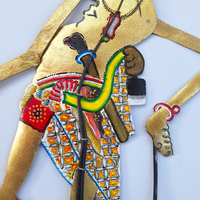Marionnette de l'ombre Wayang Kulit Petruk en cuir indonésien artisanal, décoration de table traditionnelle javanaise, objet d'art ethnique