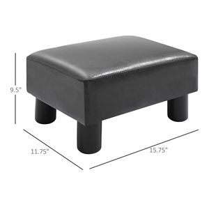 Reposapiés Otomano Rectangular Pequeño con Tapicería de Cuero Sintético y Asiento Acolchado de Espuma - Product Image 3