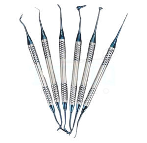 Kit de instrumentos dentales con revestimiento de plasma azul para uso profesional, juego de raspadores dentales profesionales. - Product Image 1