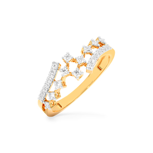 Anillo Abierto con Diamantes Cultivados en Laboratorio y Diseño Floral - Product Image 1