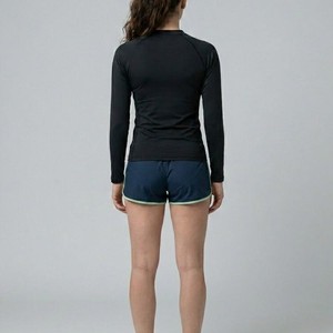 Unisex Full Sleeve Black Rash Guard Anti-UV UPF50+ Breathable Quick Dry Eco-Friendly Swim Top Front Logo Polyester Adults - Product Image 2