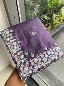 Sari de Seda Rangoli Suave Premium con Bordado C-Pallu y Borde con Trabajo de Corte - Product Image 3