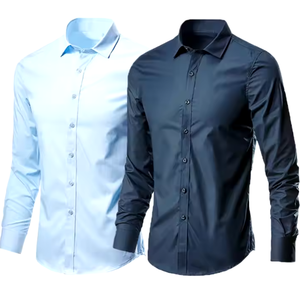 Chemise Homme Sur Mesure Style Italien MTM Col Rabattu Décontracté 100% Coton Séchage Rapide Respirant Printemps Luxe ODM - Product Image 1
