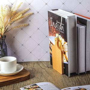 <b>Rustic</b> Wooden Bookends for Kitchen Office Cutting Board Style <b>Decorative</b> for Cookbooks Magazines Files <b>Home</b> - Product Image 6