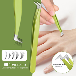 Lot de 5 pinces à cils de précision courbées et droites pour extensions de cils, pointe lisse, antistatiques, options de longueur 10/12 cm - Product Image 3