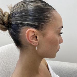 Marquise Cut Diamond Drop <b>Earrings</b> with Round Cut Hoop Accent Solid <b>Gold</b> <b>Dangle</b> <b>Earrings</b> Elegant Bridal Jewelry Luxury Wedding - Product Image 2