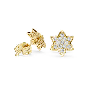 Pendientes de compromiso de oro amarillo de 14 quilates con diamantes cultivados en laboratorio para mujer |   Diamante Cultivado Nuevo - Product Image 5