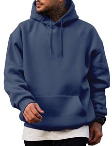 Sweat à capuche pour homme en coton épais, uni, de haute qualité, personnalisable avec impression graphique, pull-over de luxe surdimensionné - Product Image 2