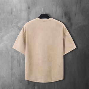 T-shirt Homme Oversize Uni à Manches Courtes Col Rond Décontracté Respirant en Jersey de Coton avec Patch Frontal - Product Image 2
