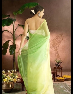Sari Verde de Organza Bordado con Hilo para Mujer KV con Blusa Sin Coser - Product Image 6