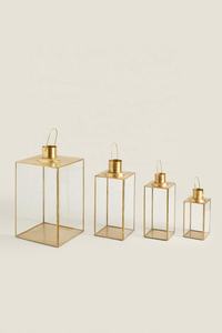 Home Tabletop Decorations Gold <b>Brass</b> Framed Glass <b>Lantern</b> Christmas Handmade Durable Lead Free - Product Image 4