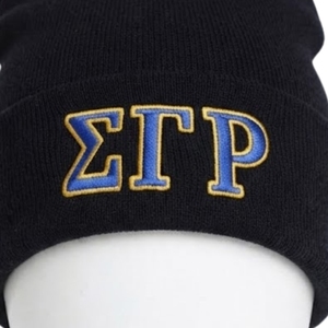 หมวกบีนนี่ SGRHO แบบกำหนดเอง ปักตัวอักษรกรีก Sigma Gamma Rho สีดำ หมวกไหมพรมสีน้ำเงินทอง หมวกฤดูหนาวสำหรับชมรมนักศึกษา หมวกคลุมศีรษะแบบสบายๆ อุ่นๆ - Product Image 6