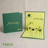 ANN HANDICRAFT Tarjeta de Felicitación Pop-Up 3D Hecha a Mano de Alta Calidad con Grabado Láser, Diseño de Casa, para Regreso a Clases, con Barnizado Mate y Estampado en Caliente