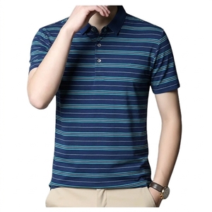 Polo de Verano 2026 para Hombre con Estampado de Rayas, Transpirable, Ligero, Informal, Deportivo, para Exteriores, con Cuello Estampado - Product Image 1