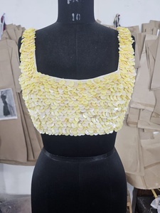 Handmade Women's Short Tank <b>Top</b> 100% Polyester Eco-Friendly Lace Fabric <b>Sequined</b> Embellished Quick Dry Breathable Beachwear - Product Image 6