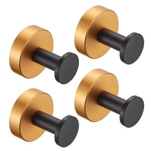 Gancio appendiabiti da parete nero oro con base rotonda, confezione da 4, per ingresso, armadio, bagno, camera da letto, appendi pellicce e asciugamani, viti incluse - Product Image 1