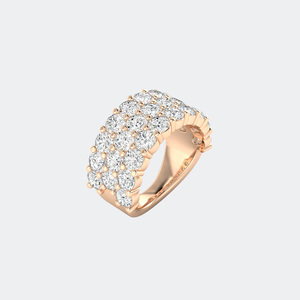 4.80CTW Round Cut Pave Set Triple Row <b>Statement</b> <b>Ring</b> - Product Image 6