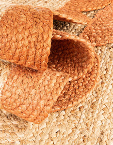 Handcrafted Natural Orange Scalloped Jute Area Rug Braided Farmhouse Carpet Boho Living Room Floor <b>Mat</b> - Product Image 4