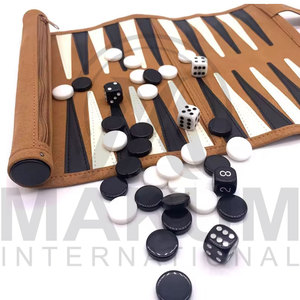 <b>Roll</b>-Up Customizable Square Backgammon Set Portable Folding Leather <b>Mat</b> Travel Board Games for Kids Adults Outdoor Camping - Product Image 2