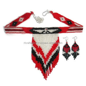 Collier de perles de rocaille en verre triple fait à la main et ensemble de perles multi-brins bijoux de mode funky pour filles et femmes - Product Image 2