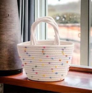 Bolso de Ganchillo Tejido para Mujer, Estilo Bohemio con Cuentas, Asa Superior, Ligero, Cierre Abierto, para Uso Diario, Color Blanco - Product Image 3