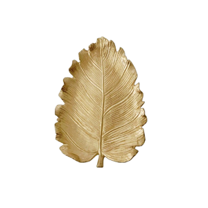 Accessoires pour la maison, plateau décoratif, plat de luxe, décoration de dessert, centre de table, finition couleur or, forme de feuille, assiette décorative - Product Image 5