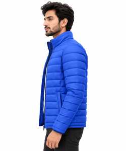 Chaqueta Acolchada Impermeable para Hombre, Cuello Alto, Color Amarillo, con Cierre Frontal con Logotipo, Ligera, 100% Poliéster, Ropa de Invierno - Product Image 3