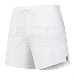 Shorts décontractés pour hommes, couleur noire unie, cordon de serrage, taille élastique, respirants, 100% polyester, tricotés, longueur courte - Product Image 2