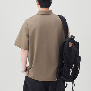 Polo à manches courtes pour homme, couleur unie, tissu Oxford en coton, décontracté, respirant, streetwear, coupe classique - Product Image 3