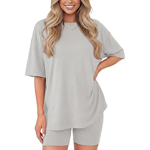Women Breathable Oversized T Shirt and Shorts <b>Set</b> Fashion Casual Daily Wear Outfit - Product Image 5